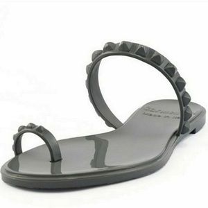 CARMEN SOL Gray Jelly Studded Gladiator Flat Sandals 7/37 in Great Condition